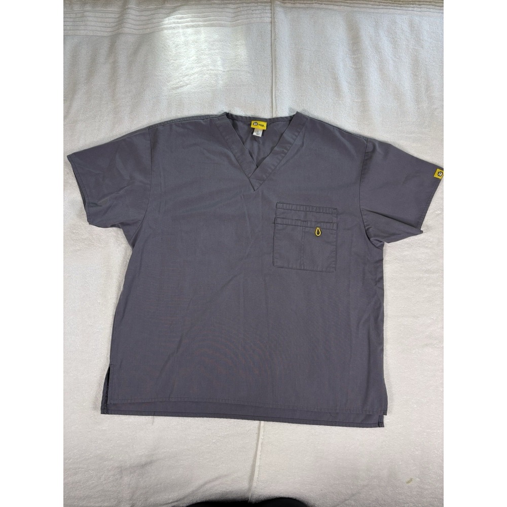 WonderWink‎ Unisex Alpha V-Neck Scrub Top Gray Size Large
